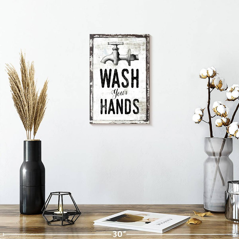 «Wash Your Hands», impression sur toile, H 12 po x l 8 po x P 1 po