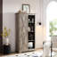 Armoire de rangement haute - Grange rustique délavée avec porte de grange 40,23 * 16,14 * 74,4, organisateur spacieux avec tablettes amovibles-1555620616