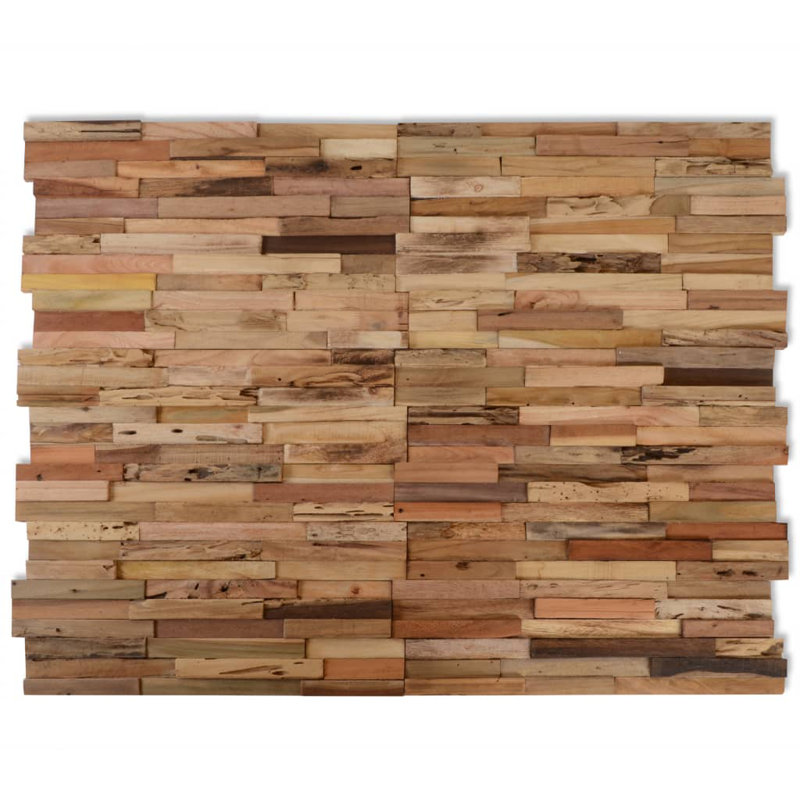 Zakariyya Wall Cladding Panels 18 x 57cm Wood Mosaic Tile in Brown
