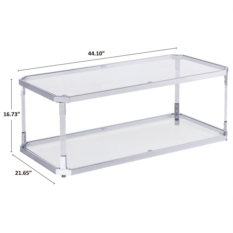 Lennert Rectangular Glass Coffee Table for Living Room