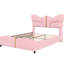 Lit rembourré en cuir de polyuréthane rose avec tête de lit d'inspiration papillon, structure en métal, structure, pas de sommier tapissier requis, accents faciles à assembler, base, ressort, assemblage rapide-130149909-130149907