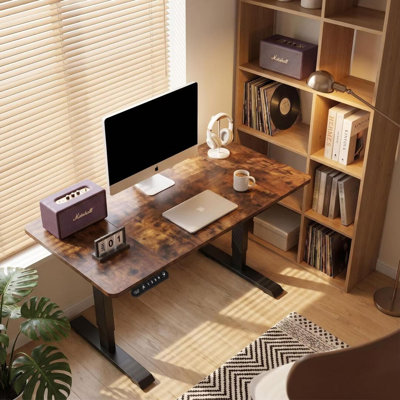 Inbox Zero Ozia 48" x 24" Electric Desk with Memory Controller Vintage Brown DESK-LOP-4L8N-61 Series 