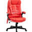 Chaise de bureau inclinable chauffante avec 6 points de vibration, extensible à 120 degrés, siège réglable, rembourré et poche latérale pour télécommande, rouge
