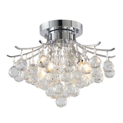 Plafonnier semi-encastré en cristal 3 lumières Transitional