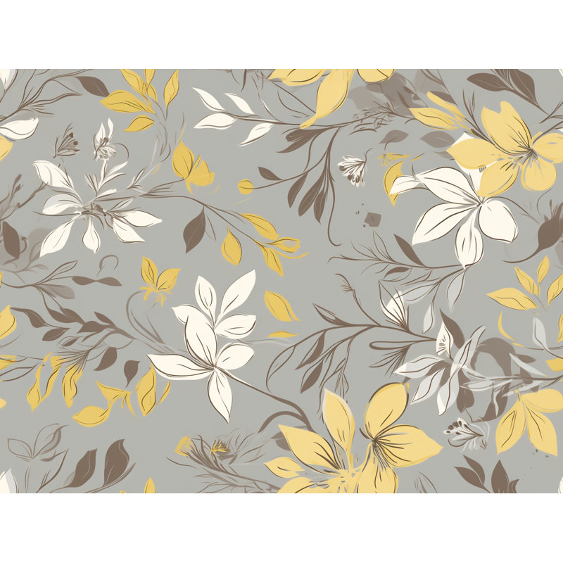 Botanical Silver/Yellow Microfiber Comforter, King Comforter