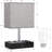 Grey Small Bedside Table Lamp with Charging Outlets and Phone StandsWooden Desk Lamp for Living Room