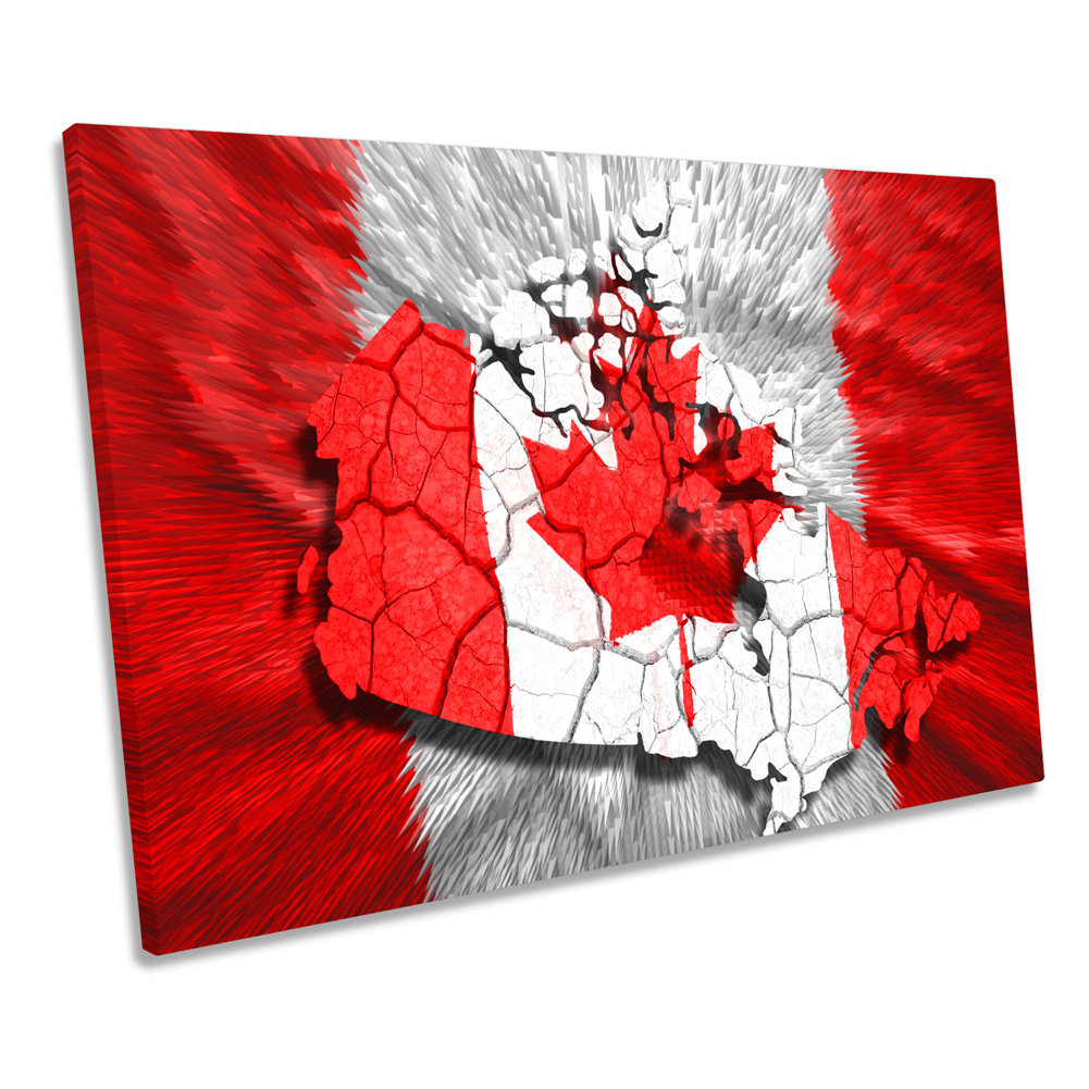 Map Of Canada Flag - Wrapped Canvas Art Prints