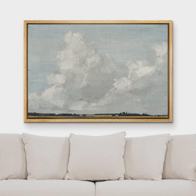 Rustic Gray Clouds Sky Over Field Framed Large Canvas Paintings Print Wall Pictures
