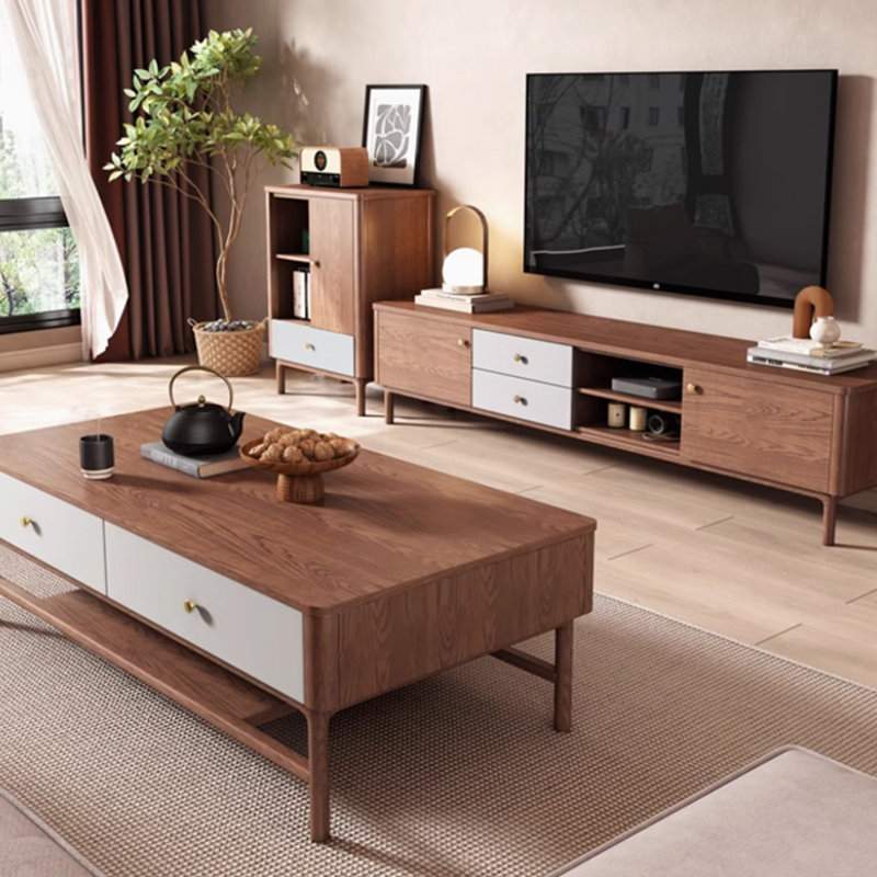 Table basse en bois massif de style ancien