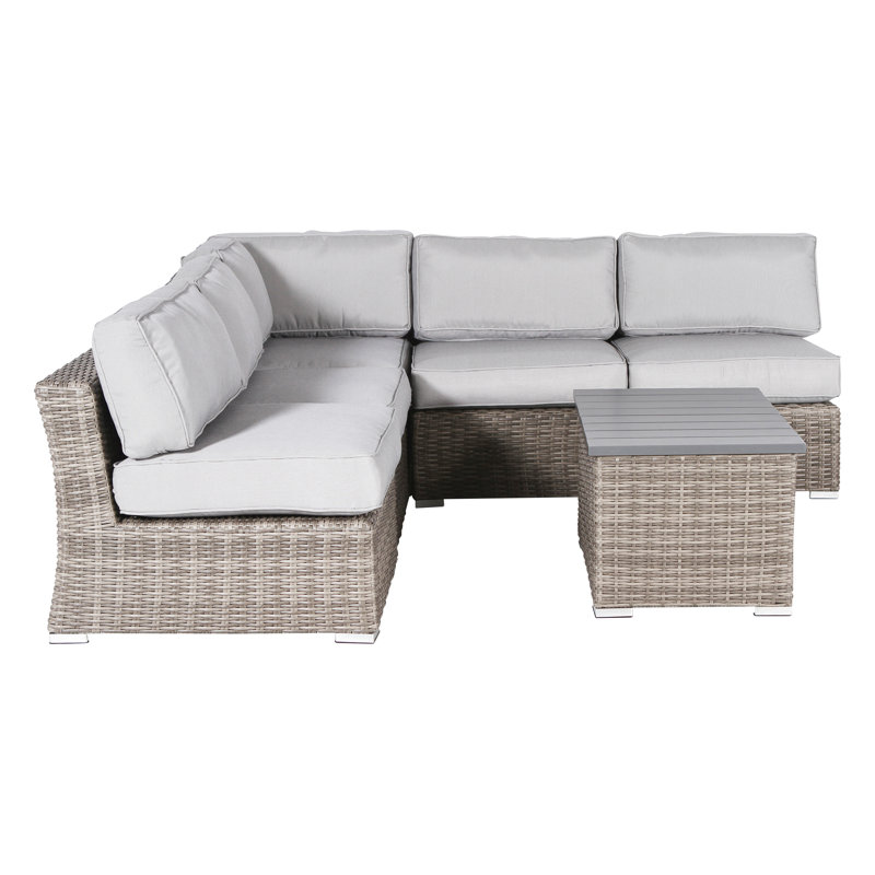 Ensemble de conversation pour 4 personnes avec coussins Dayse | Canapé en osier, Mélange de gris