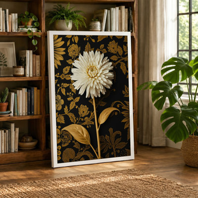 Golden Gerbera Botanical - Wrapped Canvas