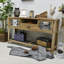 Console rectangulaire en bois manufacturé brun massif