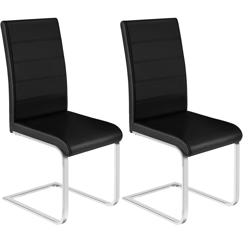 Bloxsom 48.5cm H Upholstered Cantilever Chair in Black, Black