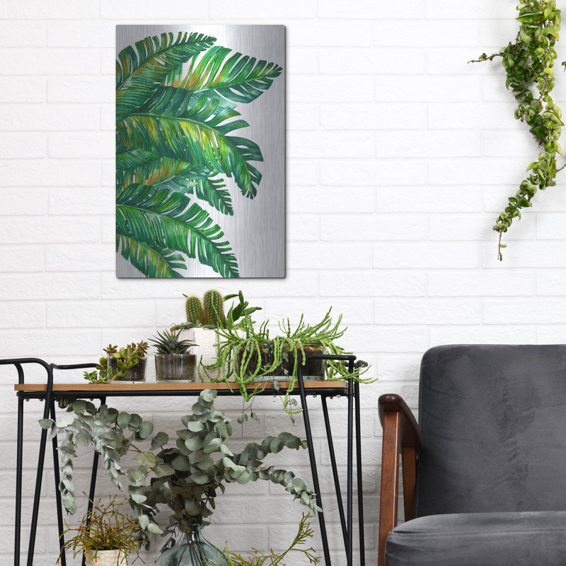Winston Porter «Tropical Leaves 7» par Mark Ashkenazi, art mural en métal, H 16 po x l 12 po