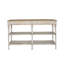 Console 63 x 19,5 x 35,5 po à trois niveaux en bois avec finition blanc vieilli et beige
