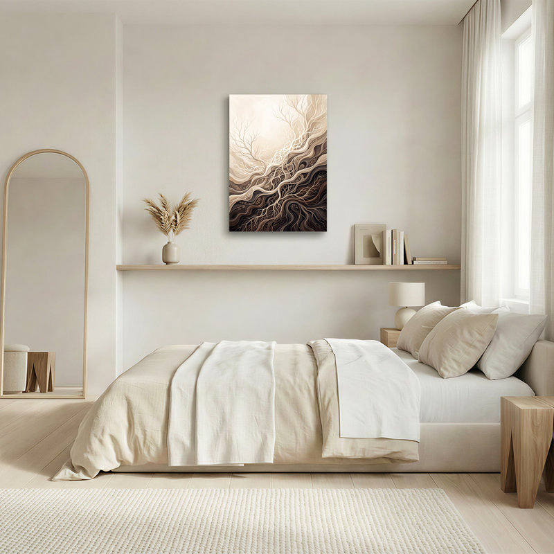 «Swirling Brown and Beige Tree Roots and Branches», art mural sur toile, 24"H x 18"W