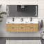 72 po Meuble-lavabo cannelé en chêne doré avec lavabo intégré et quincaillerie noire-1039064748-1039064751