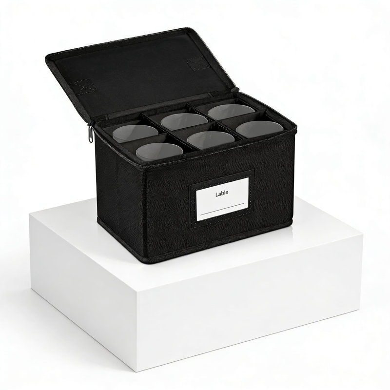 Glencairn Whisky Glass Storage Box With Handle, Stackable 6-Compartment Organizer And Portable Carrying Case For Whiskey Glasses And Glassware