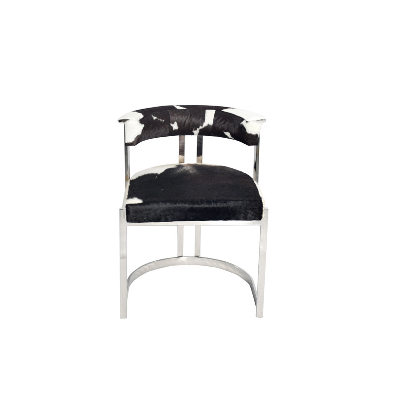 Chaise en cuir de vache Emerine, Chrome chrome