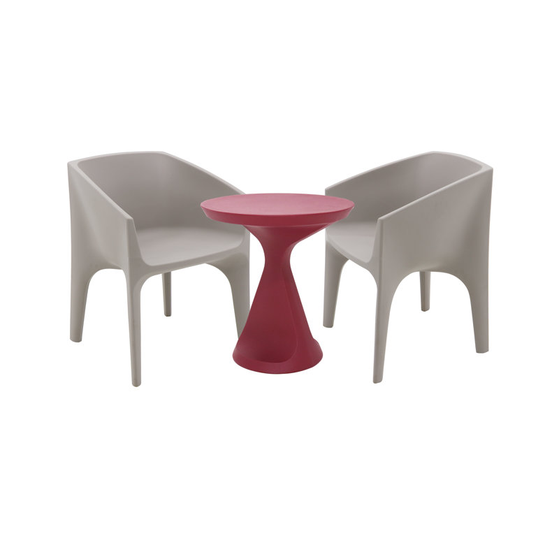 Tramontina Paco 3 Pcs. Polyethylene Lounge Set, Grey/Burgundy