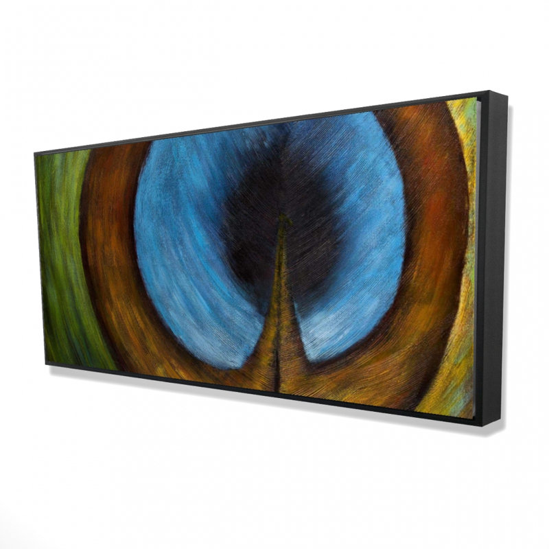 Peacock feather center - 24"x48" Framed canvas