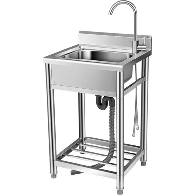 21.7 " L x 19.7 " W Stainless Steel Freestanding Laundry Sink with Faucet