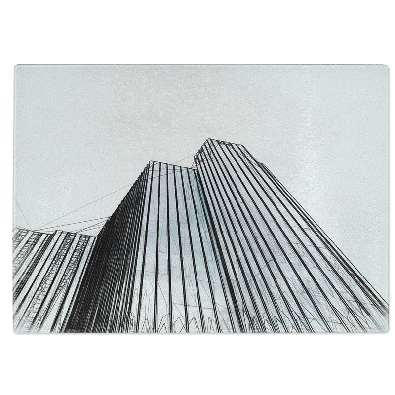 Tempered Glass Sketching the Architecture Vol.14 Chopping Board, 39 cm W x 28.5 cm L