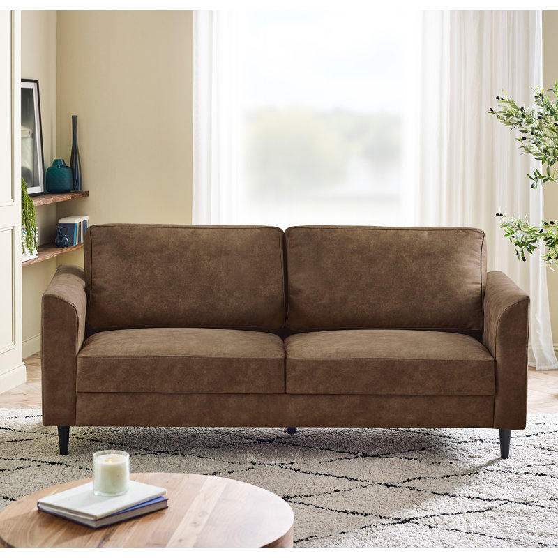 Logi Faux Leather Seater Sofa - Upholstered Modern Minimalist Boxy Style, 3