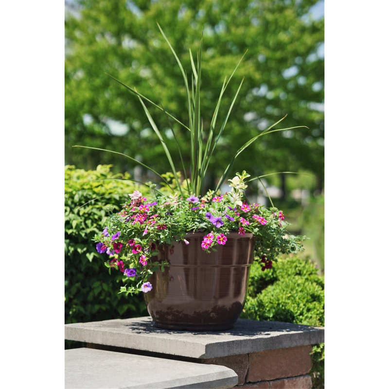 Maisonette Round Pot Planter with Drainage Holes, Dark Brown