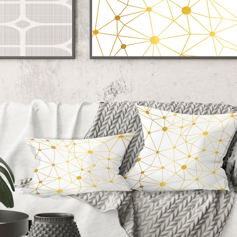 Coussin Golden Grid I - Mid-Century Modern, 18 po x 18 po