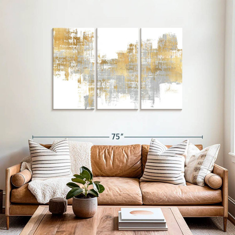 Avery Dynamic Gold On Grey I, 36" H x 57" W