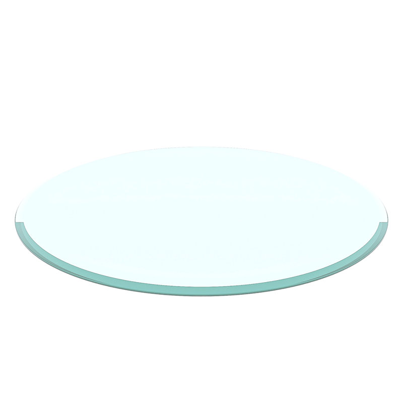 Plateau de table rond en verre trempé de 36 po, verre transparent, bord biseauté épais de 1/2 po d'épaisseur (seulement le plateau)
