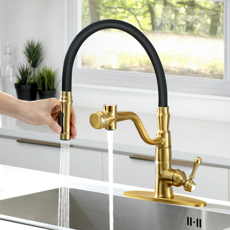 ABTIABGY Pull Down Kitchen Faucet, Brushed Gold