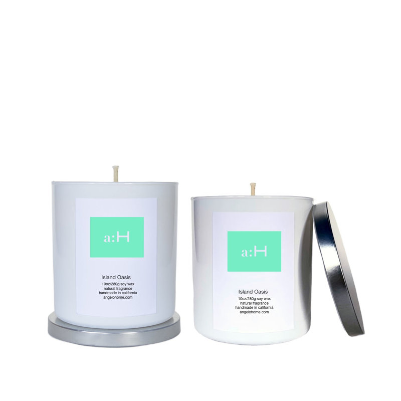 Bougie parfumée A: H Island Oasis avec porte-verre, 2