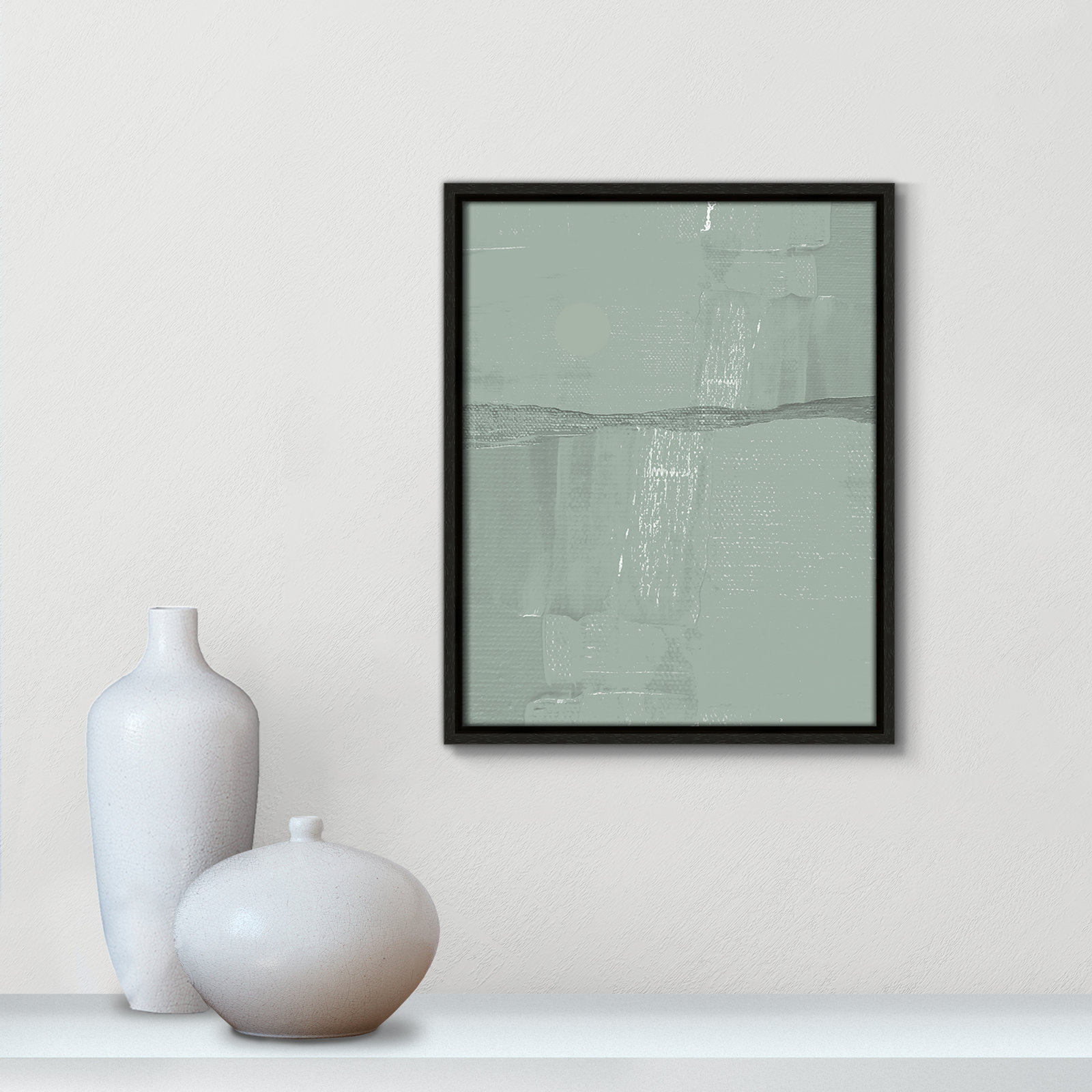 Attica "Sage Abstract" Print, 15.5" H x 12.5" W x 2" D, Espresso