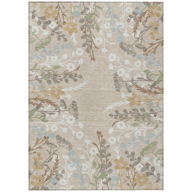 Machine Washable Indoor/Outdoor Bourkelands ACN2334 Floral Rug