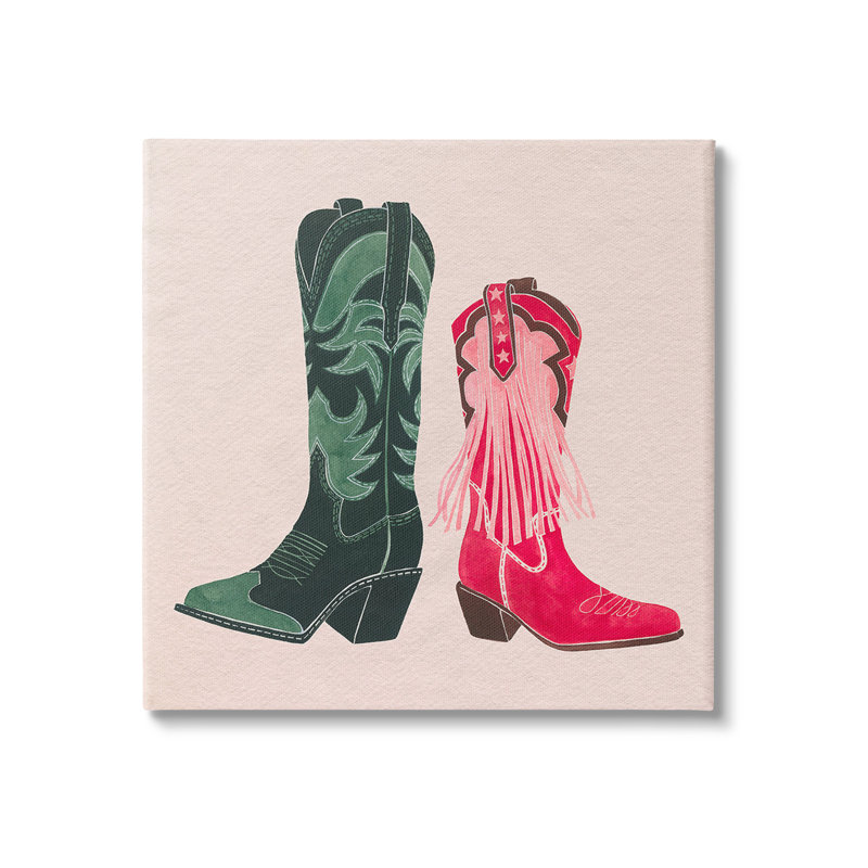 «Cowboy & Cowgirl bottes», art mural par Grace Popp, Giclée encadrée noir minuit, H 24 po x l 24 po