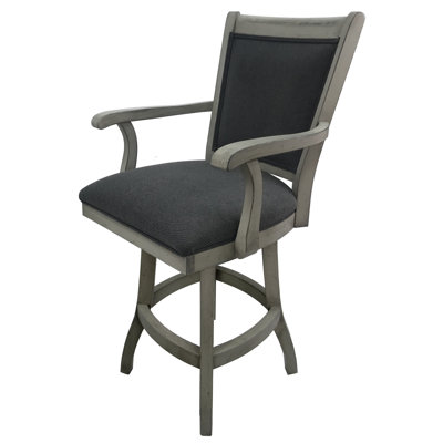 Irminger Swivel Upholstered Counter Stool with Solid Wood Frame