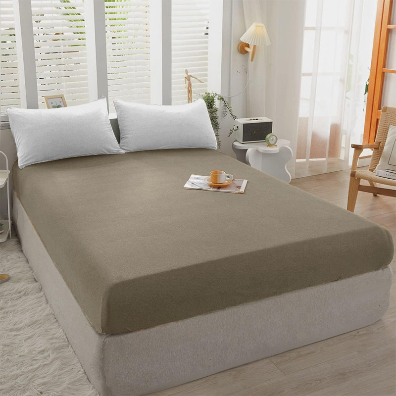 Cotton Blend 30cm Deep Pocket Jersey Fitted Sheet, Beige, Kingsize (5')
