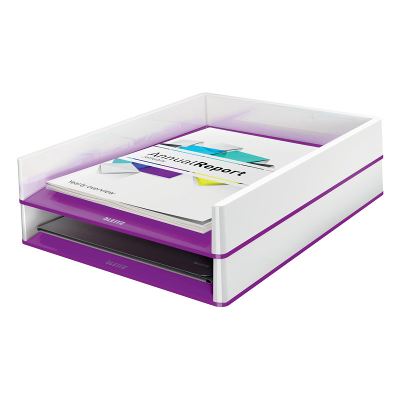 Wow Plastic Paper Organiser, White/Purple