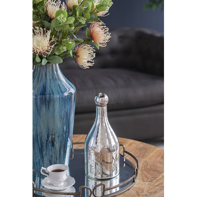 Pot en verre argent antique avec un design rond et un couvercle