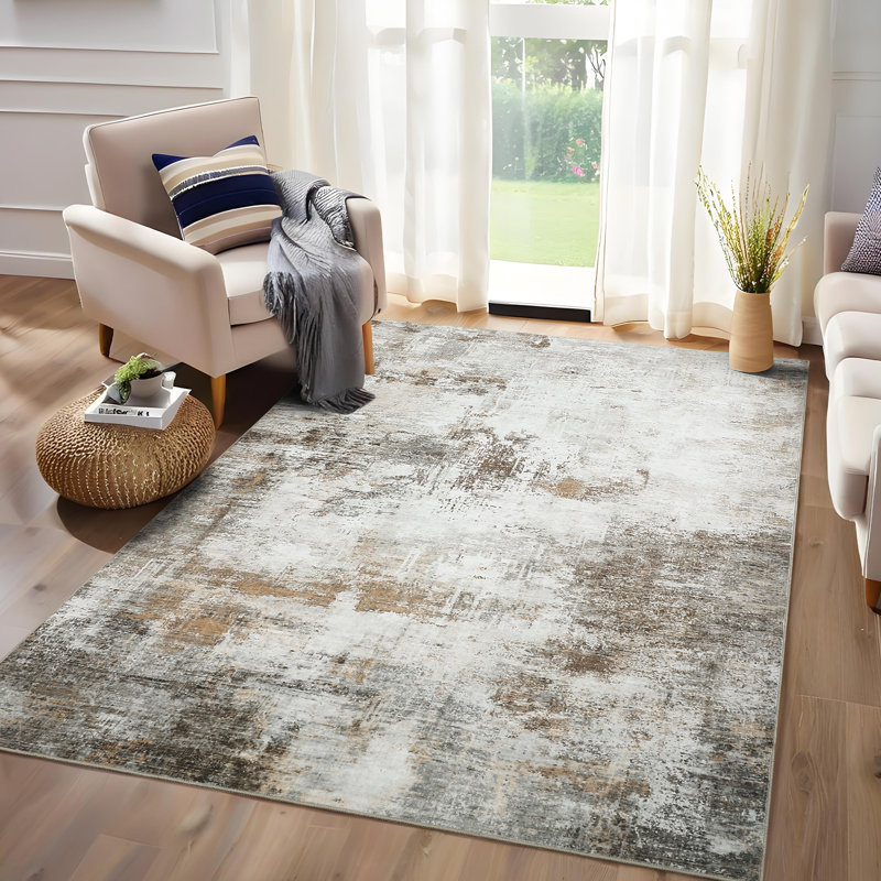 Abstract Machine Washable Rug Non-Slip Area Rug Modern Design Rug Durable Floor Carpet Easy-Cleaning Rug, Rectangle 9' x 12'