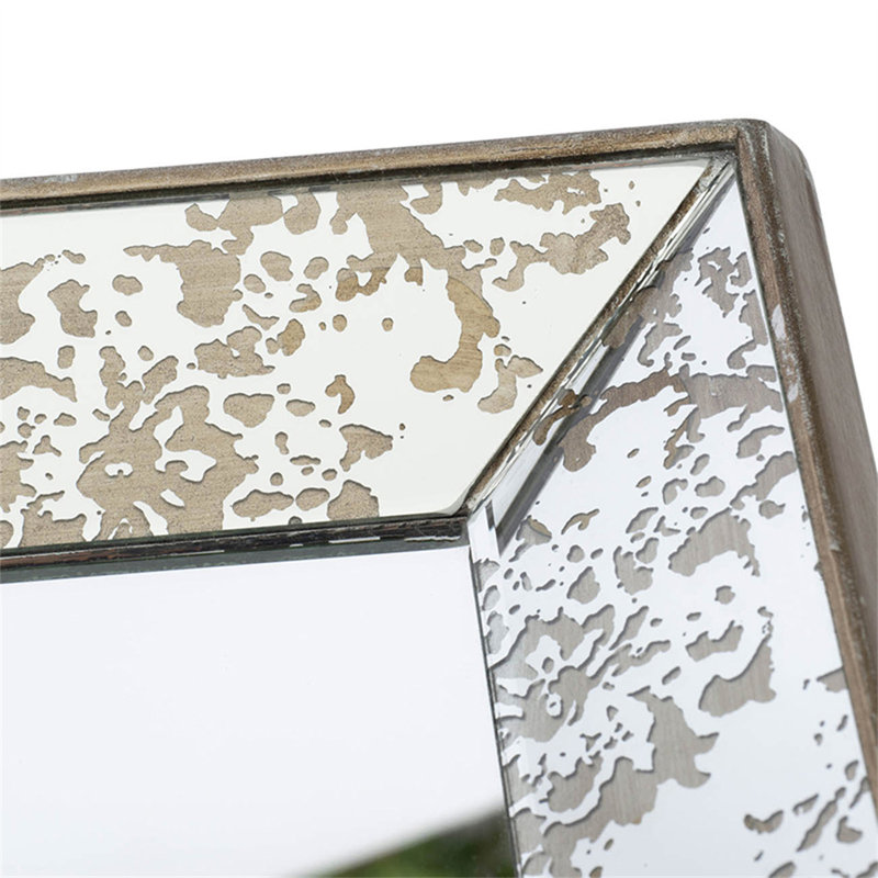 24" X 24" Antique Silver Square Mirror With Floral Accents
