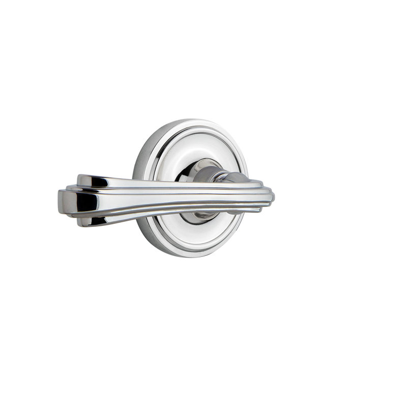 Classic Rosette Single Dummy with Fleur Lever, Bright Chrome, Right Handed
