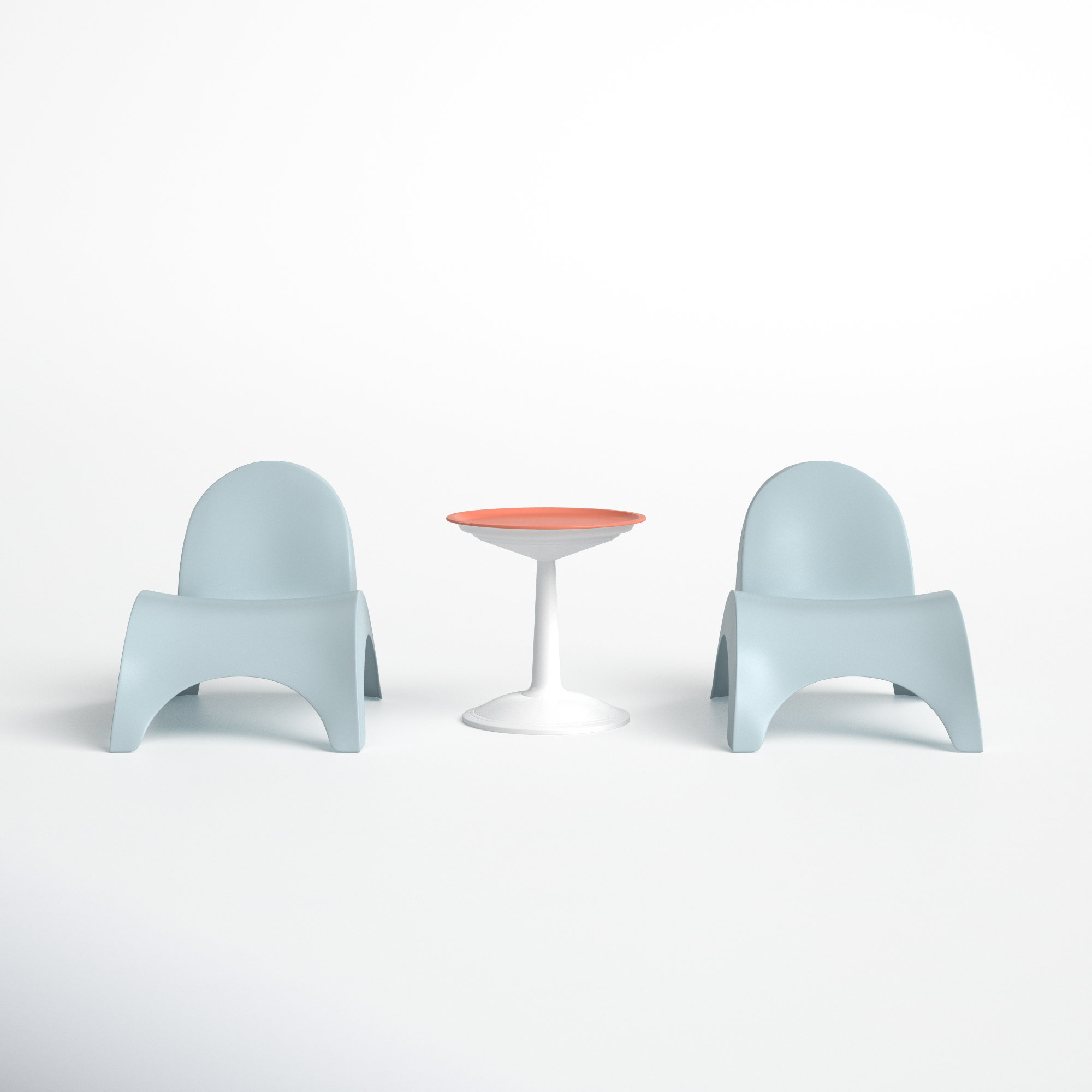Ameswood Plastic Chaise Lounge Set with Table, Blue/Orange