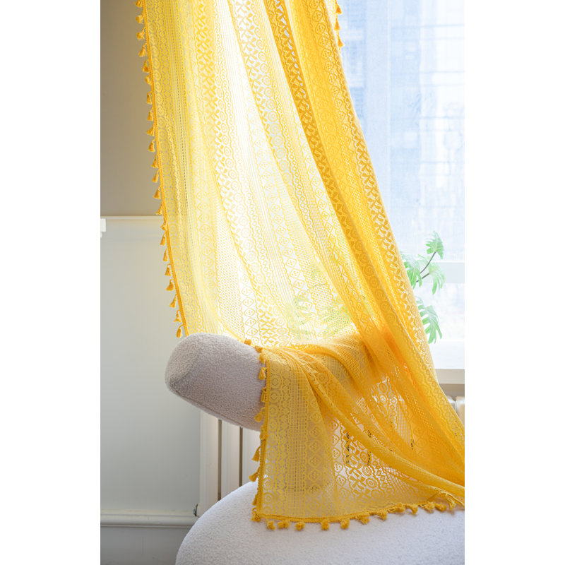 Mely Linen Curtain, 59" W x 63" L, Yellow