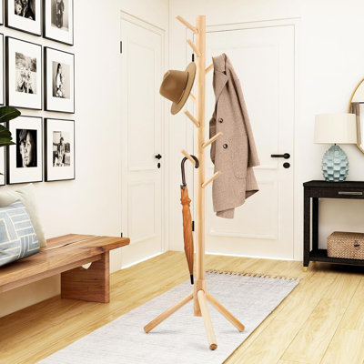 This Floor-Standing Tree-Shaped Coat Rack Features 8 Hooks And 3 Adjustable Sizes. Suitable For Bedrooms, Hallways, Entryways, And Offices, It Can Be by 17 Stories