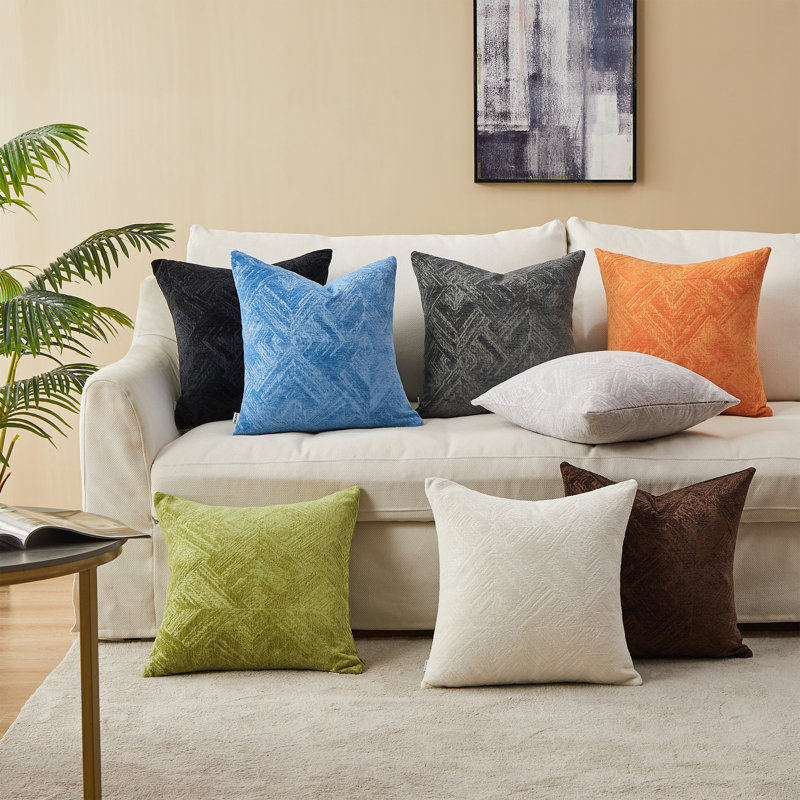  Chenille Throw Pillow Cover, Blue, 20" x 20" x 1"
