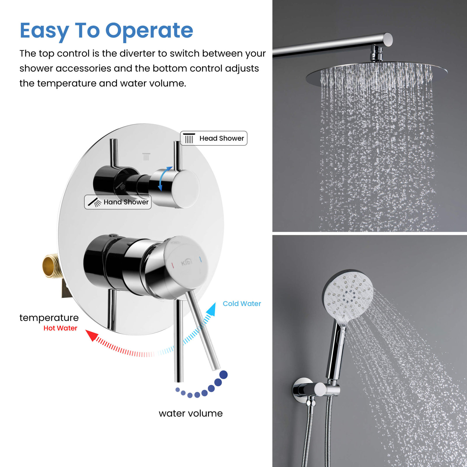 Circular Shower Faucet with Rough-in Valve, Chrome