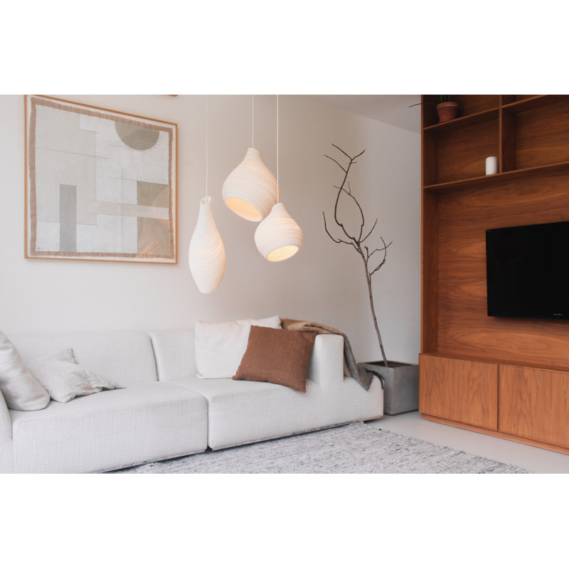 Scraplights Organic Hive Recycled Cardboard Pendant Light, 14" H x 12" W x 12" D, White